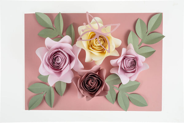Mini DIY Paper Rose Kit (9 pieces), Paper Shaping Tool and Craft Mat