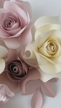 Blush, Ivory And Rose Paper Flower Wall Decor Set (32 pieces)